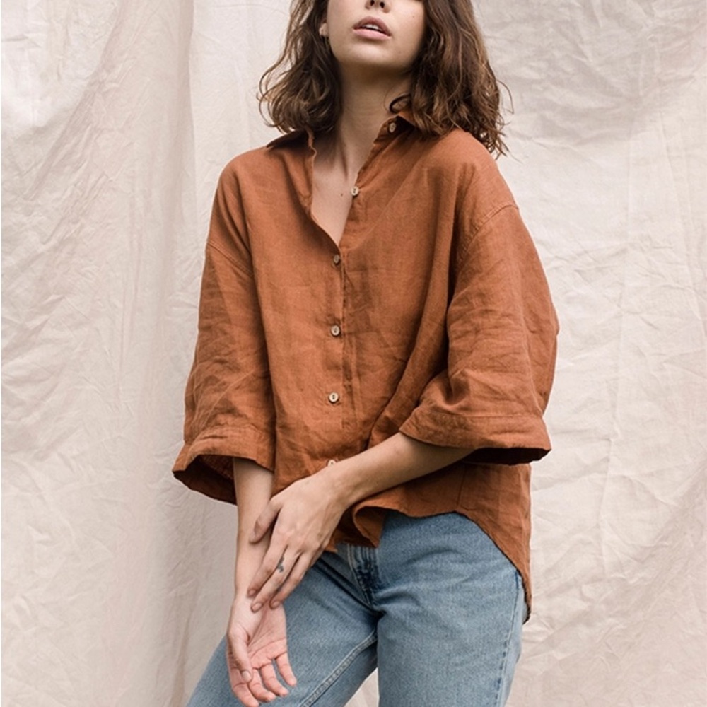 Brown linen blouse